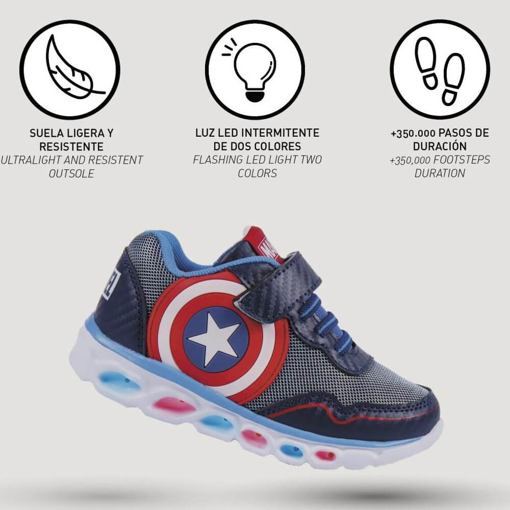 Tenis de luces del Capitán América - CanariasKidShoes
